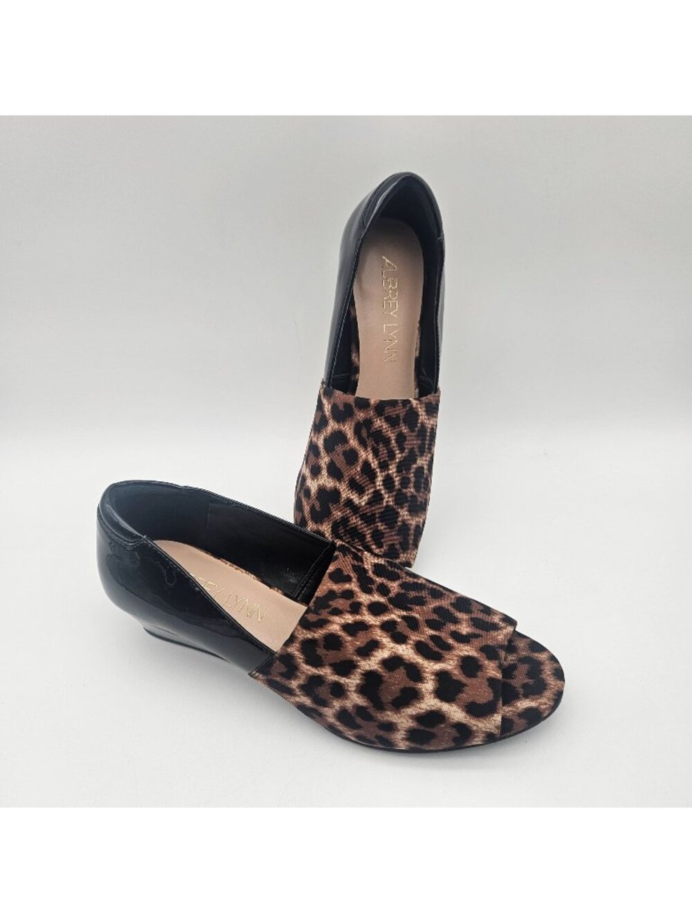 Aubrey Lynn Animal Print Peep Toe Wedge Shoes Womens Sz 7.5 NEW